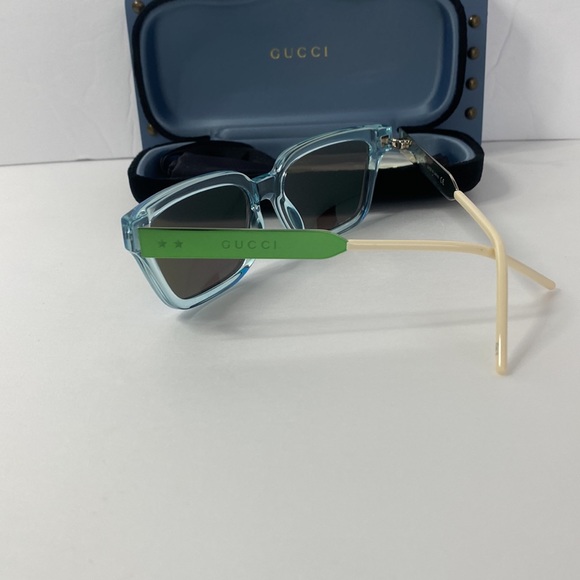 Gucci GG0975S 003 Men’s Translucent Square Sunglasses in Light Blue - Picture 9 of 16